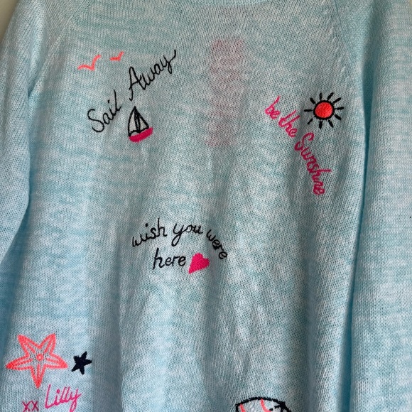 Lilly Pulitzer Size L Danette Sweater in Celestial Blue Marl Sailabration NEW! - Picture 4 of 7